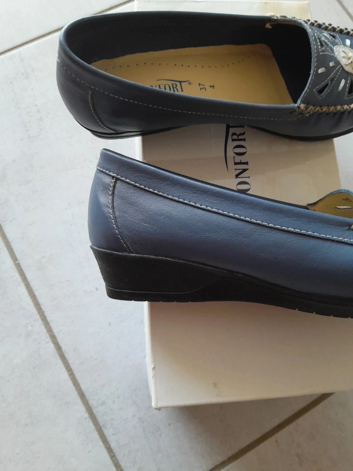 Mocassins com plataforma em couro azul Pediconfort - Tamanho 37 – photo 5
